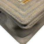 Chanel Grey Suede Beaded Pearl/Bead Boy Flap 2014