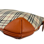 Burberry Orange Leather Trim Nova Check Hobo Bag