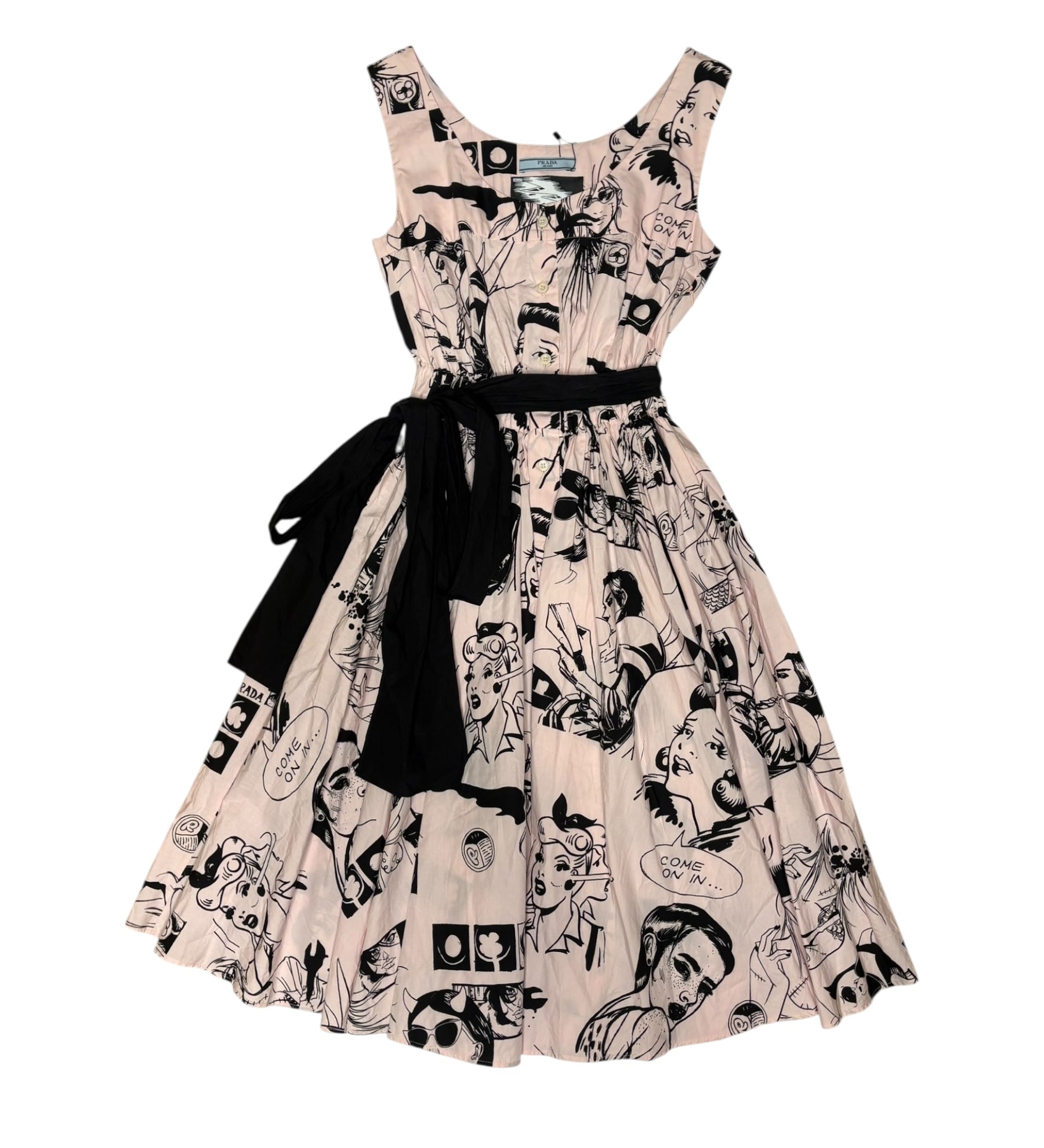 Prada Vintage Pop Art Print Mid Length Dress