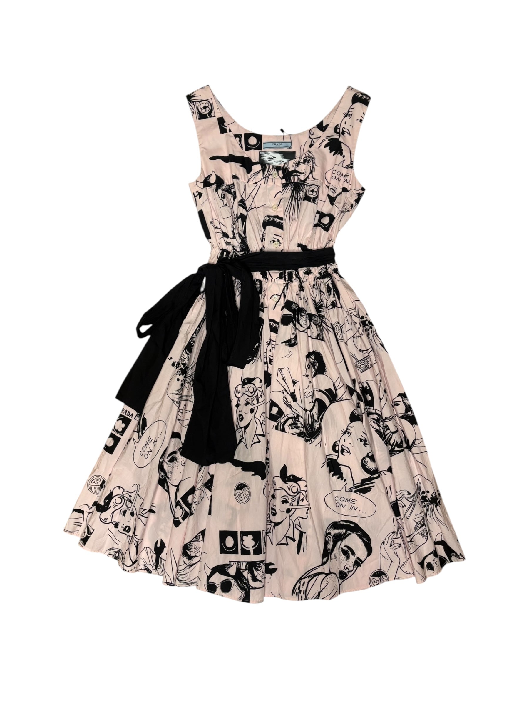 Prada Vintage Pop Art Print Mid Length Dress