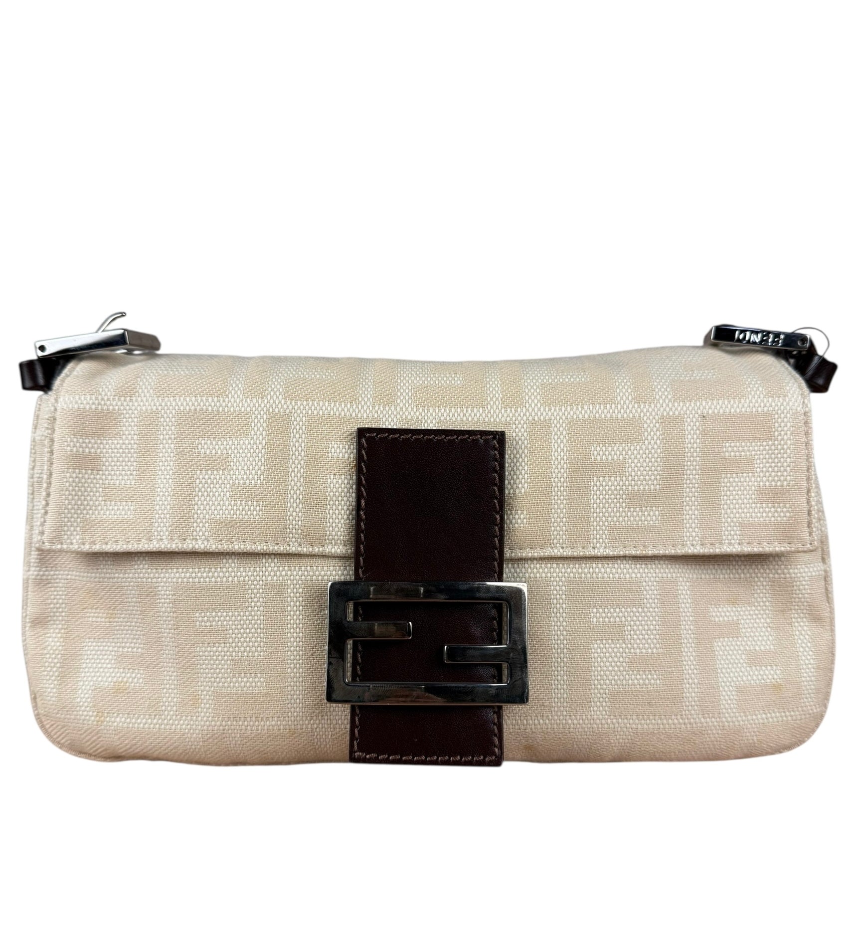 Fendi Beige Canvas Baguette
