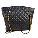 Chanel Vintage Black Quilted Lambskin Chain Shoulder Bag 1989