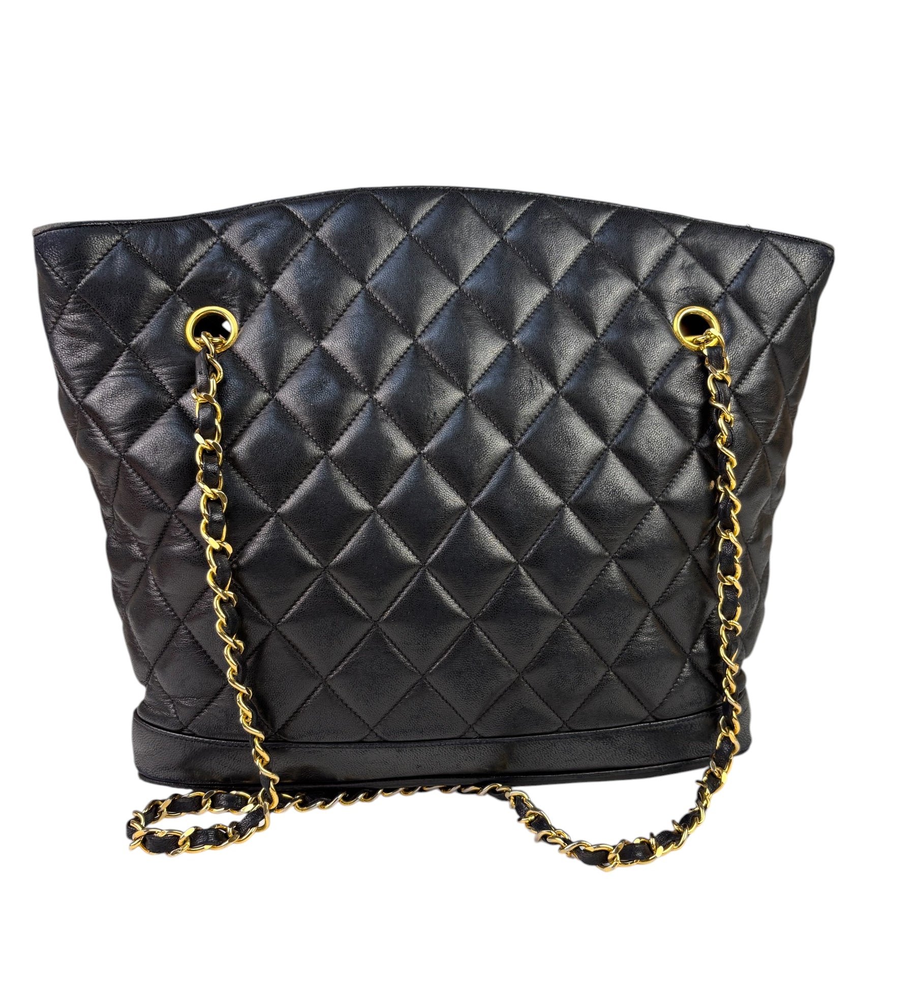 Chanel Vintage Black Quilted Lambskin Chain Shoulder Bag 1989