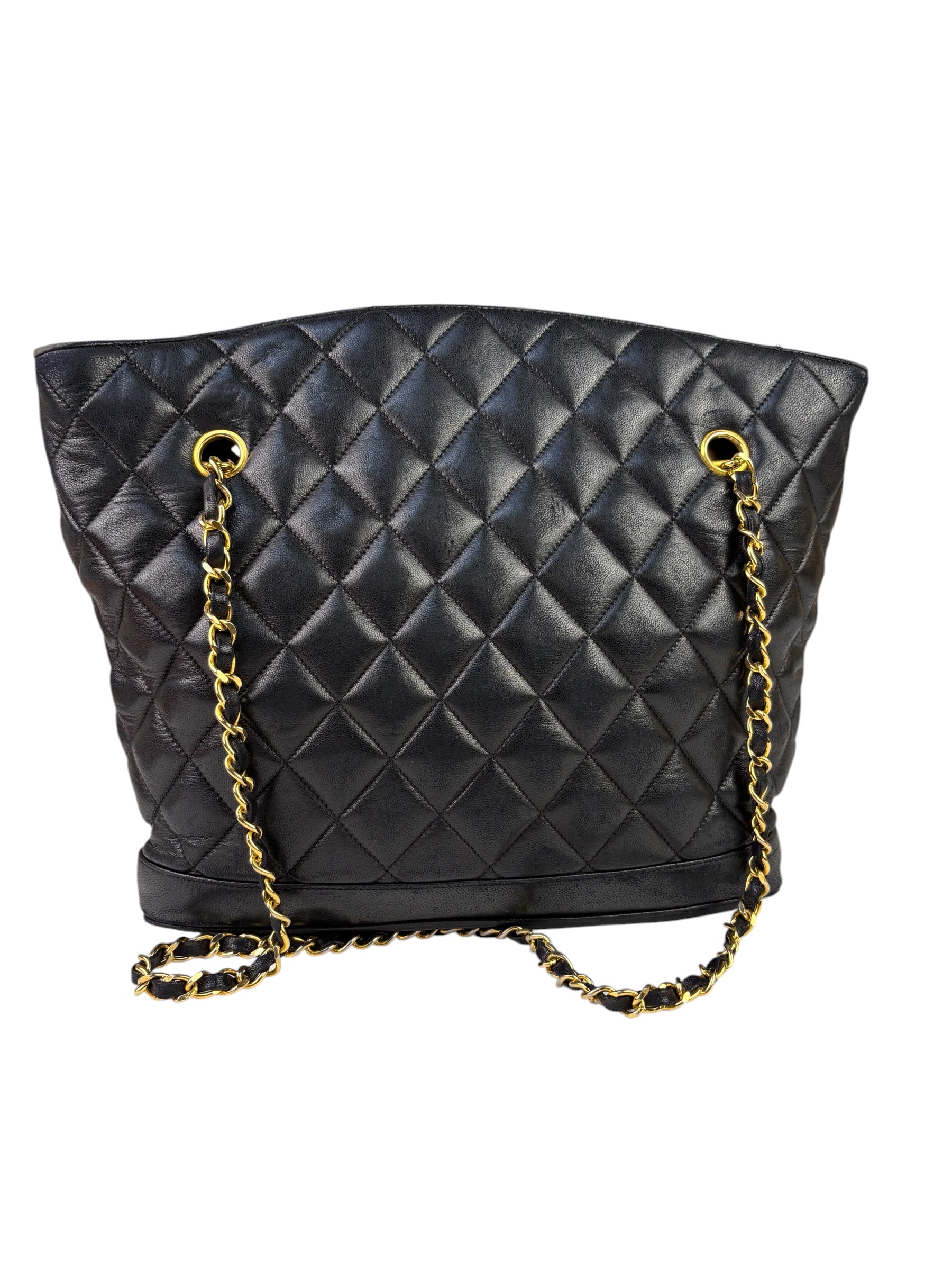 Chanel Vintage Black Quilted Lambskin Chain Shoulder Bag 1989