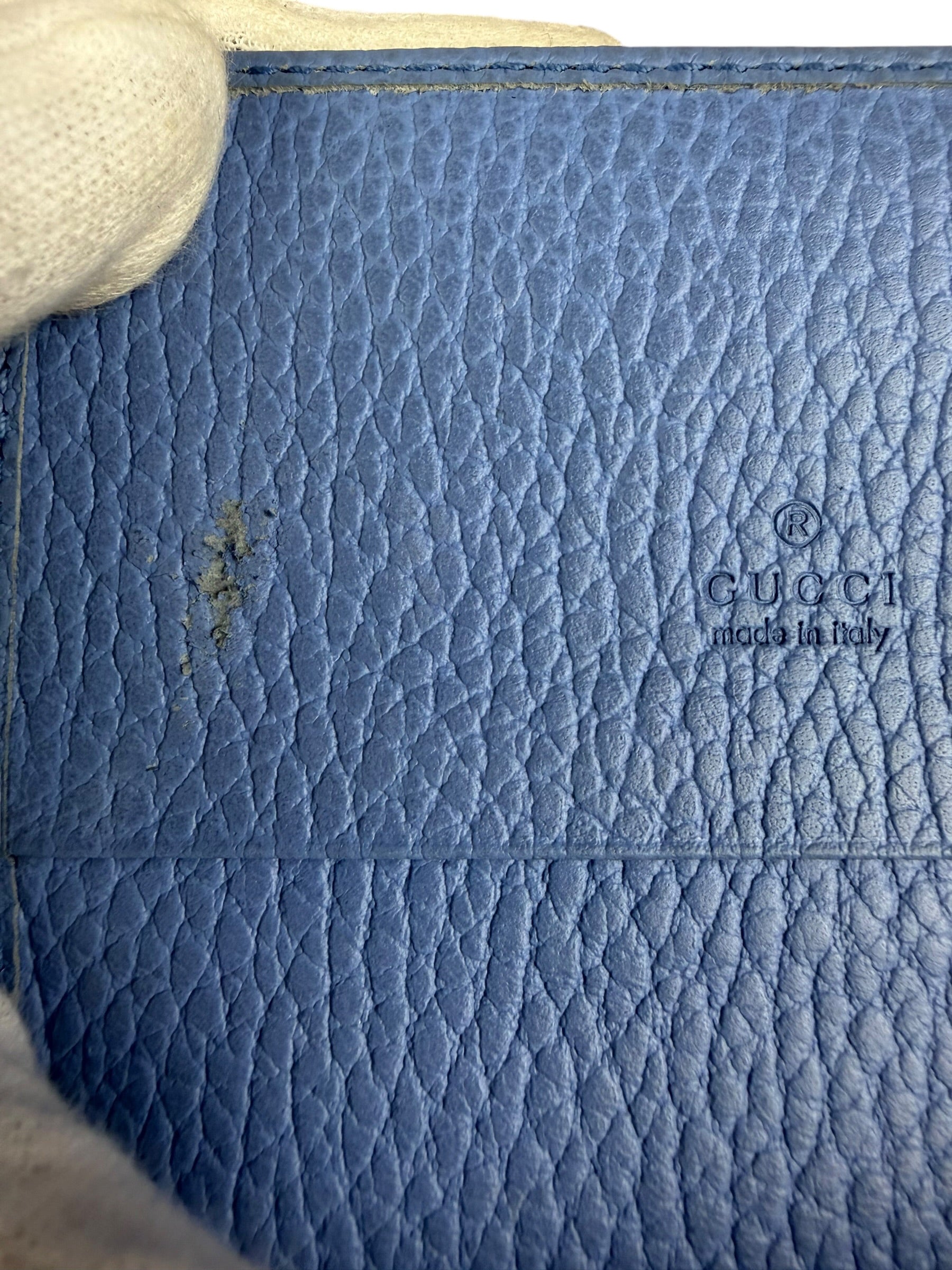 Gucci Blue Leather Marmont Card Case Wallet