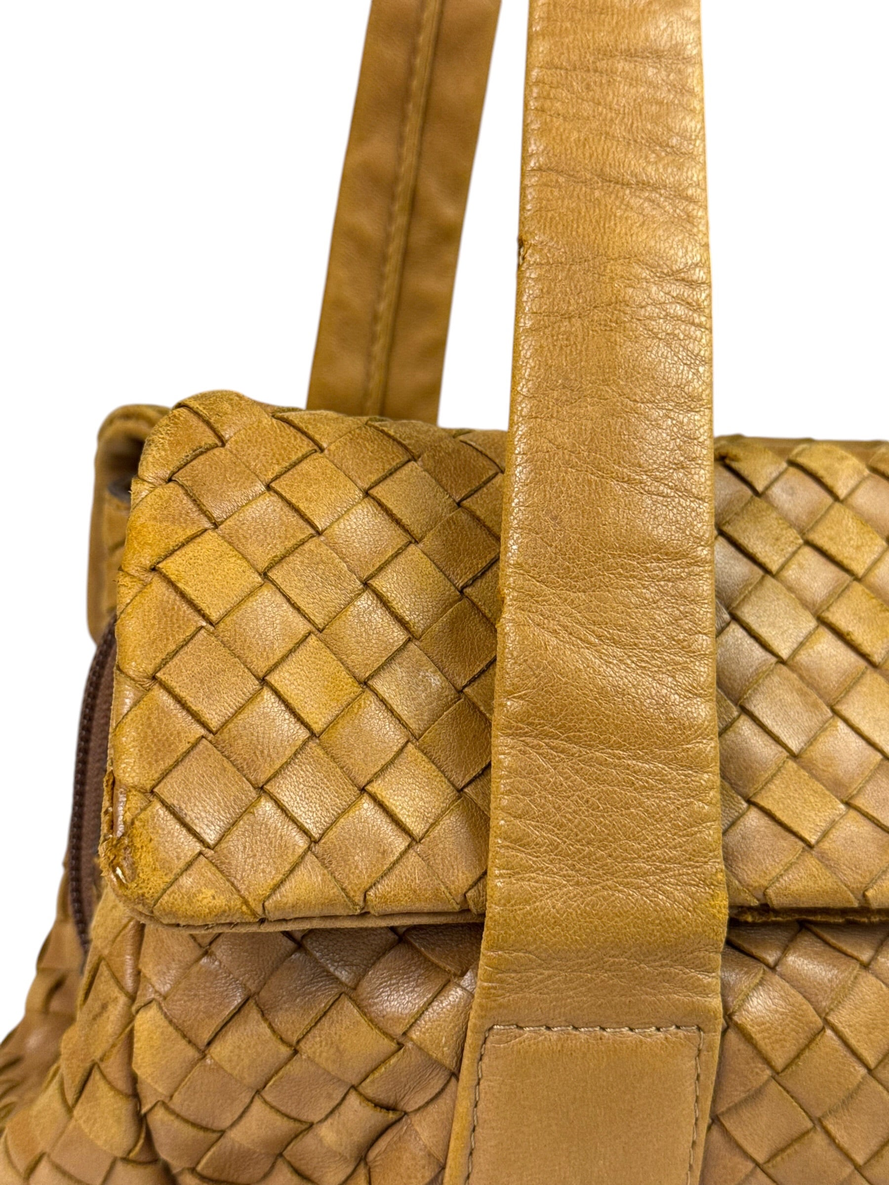 Bottega Veneta Tan Brown Intrecciato Shoulder Bag
