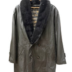 Vintage Grey Fur Lined Leather Blazer Coat
