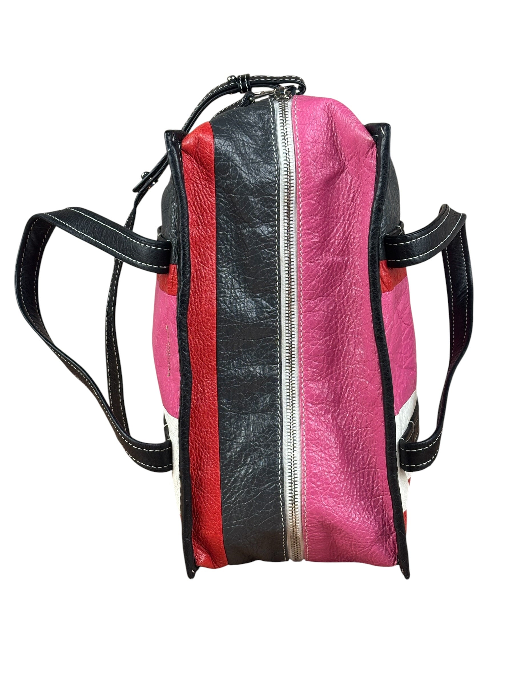 Balenciaga Multi-Color Vertical Stripe Bazar Shopper Two-Way Bag