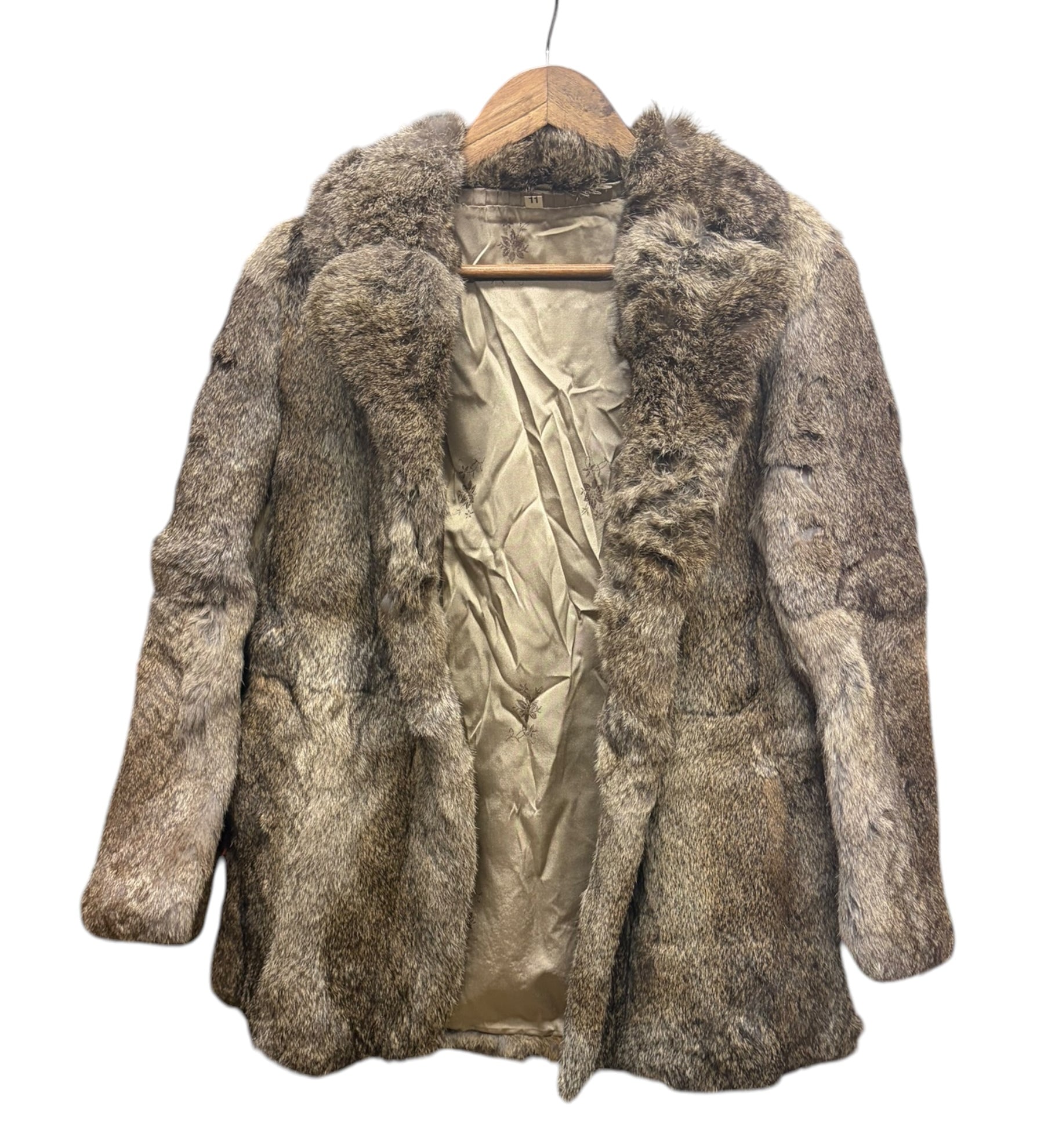 Vintage Mottled Brown Rabbit Fur Coat