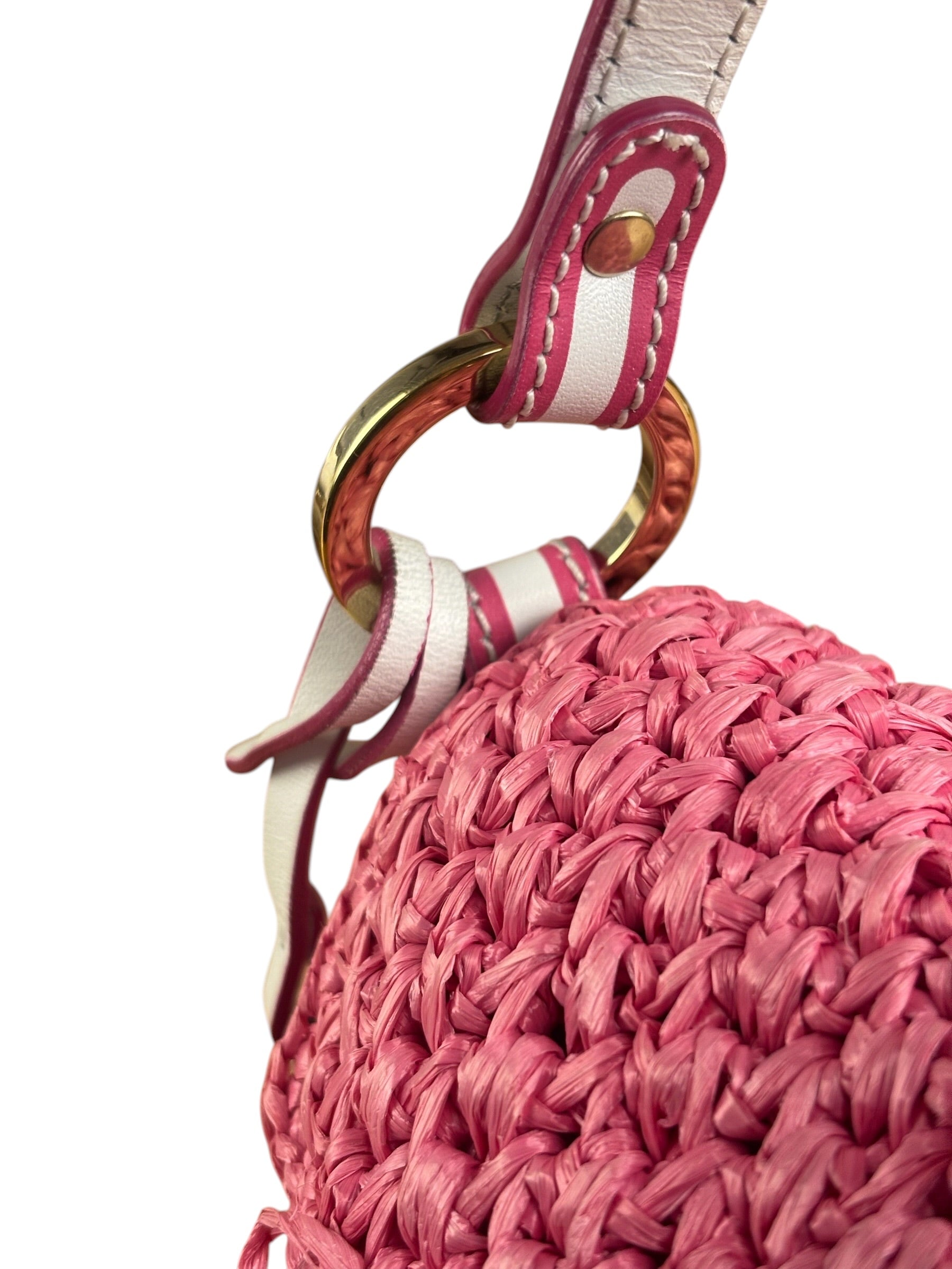 Fendi Pink Raffia Mini Chef Bag