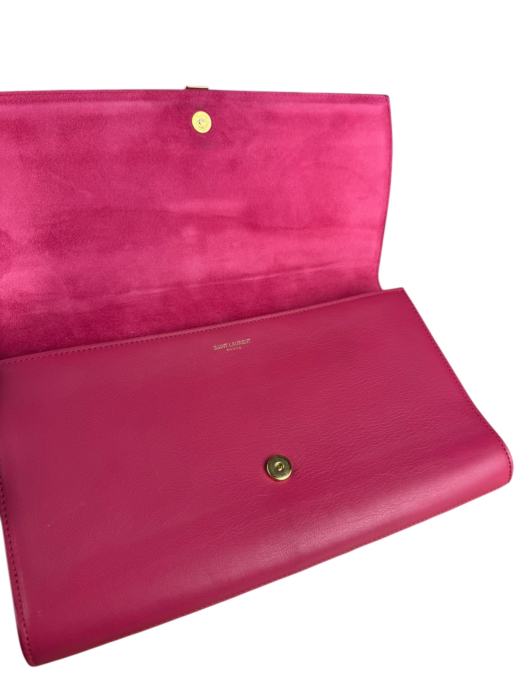 Saint Laurent Pink Leather Y Ligne Clutch