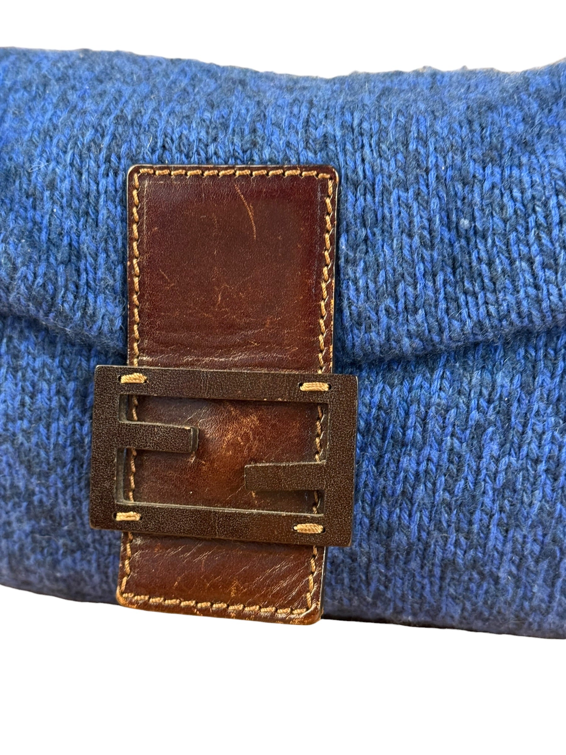 Fendi Vintage Blue Cashmere Baguette