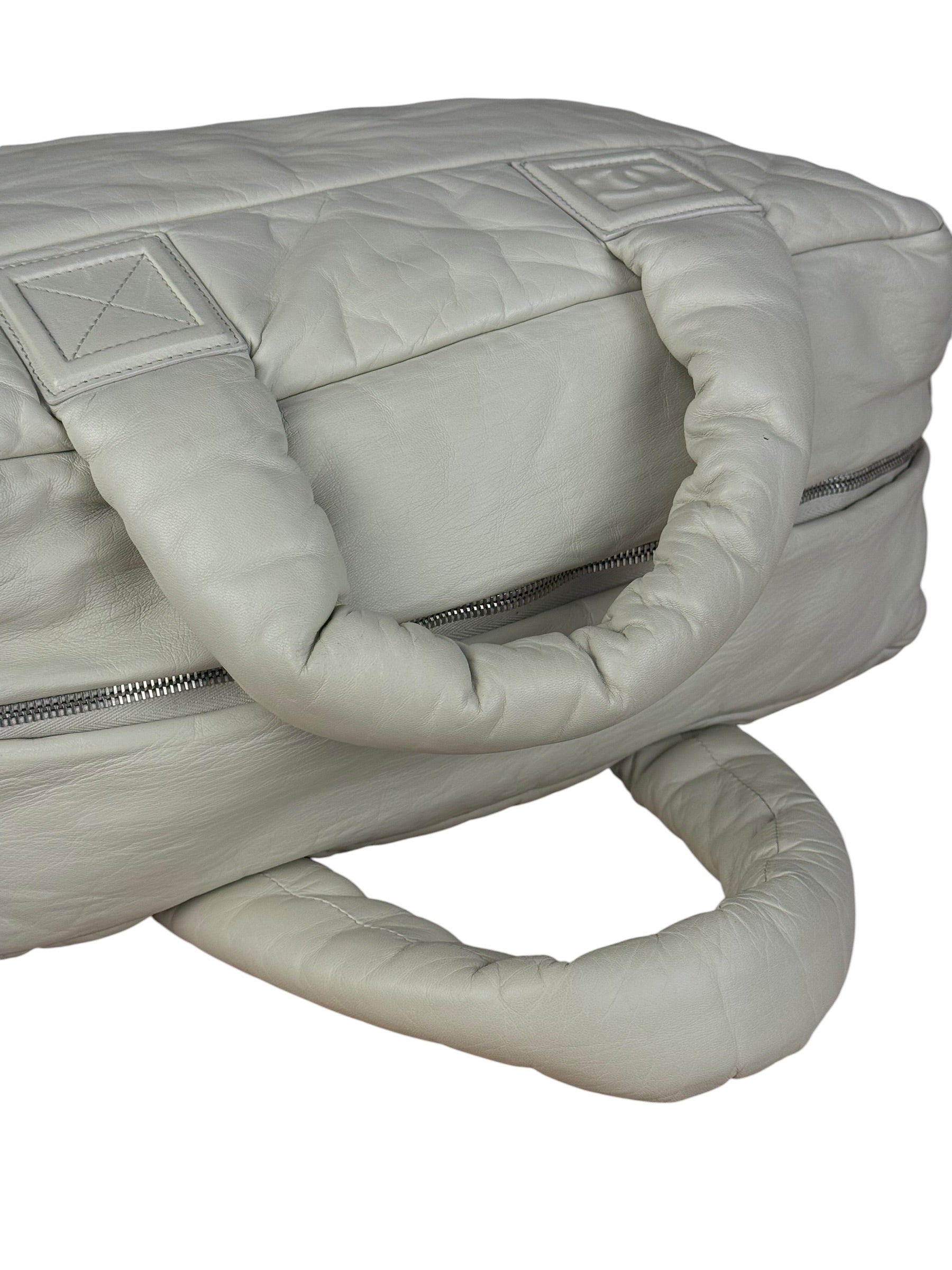 Chanel Coco Cocoon Ivory Puff Leather Boston Handbag 2009