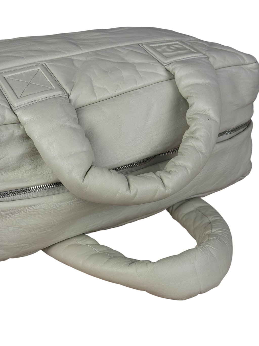 Chanel Coco Cocoon Ivory Puff Leather Boston Handbag 2009
