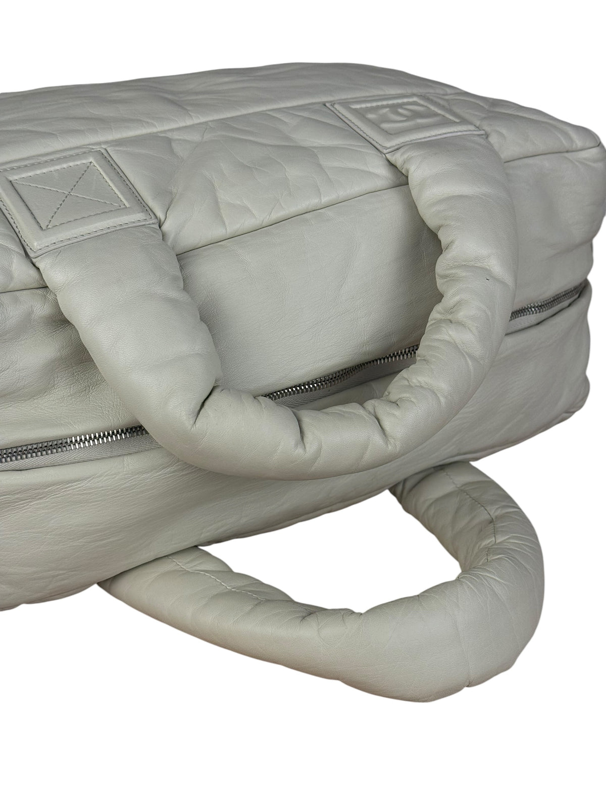 Chanel Coco Cocoon Ivory Puff Leather Boston Handbag 2009