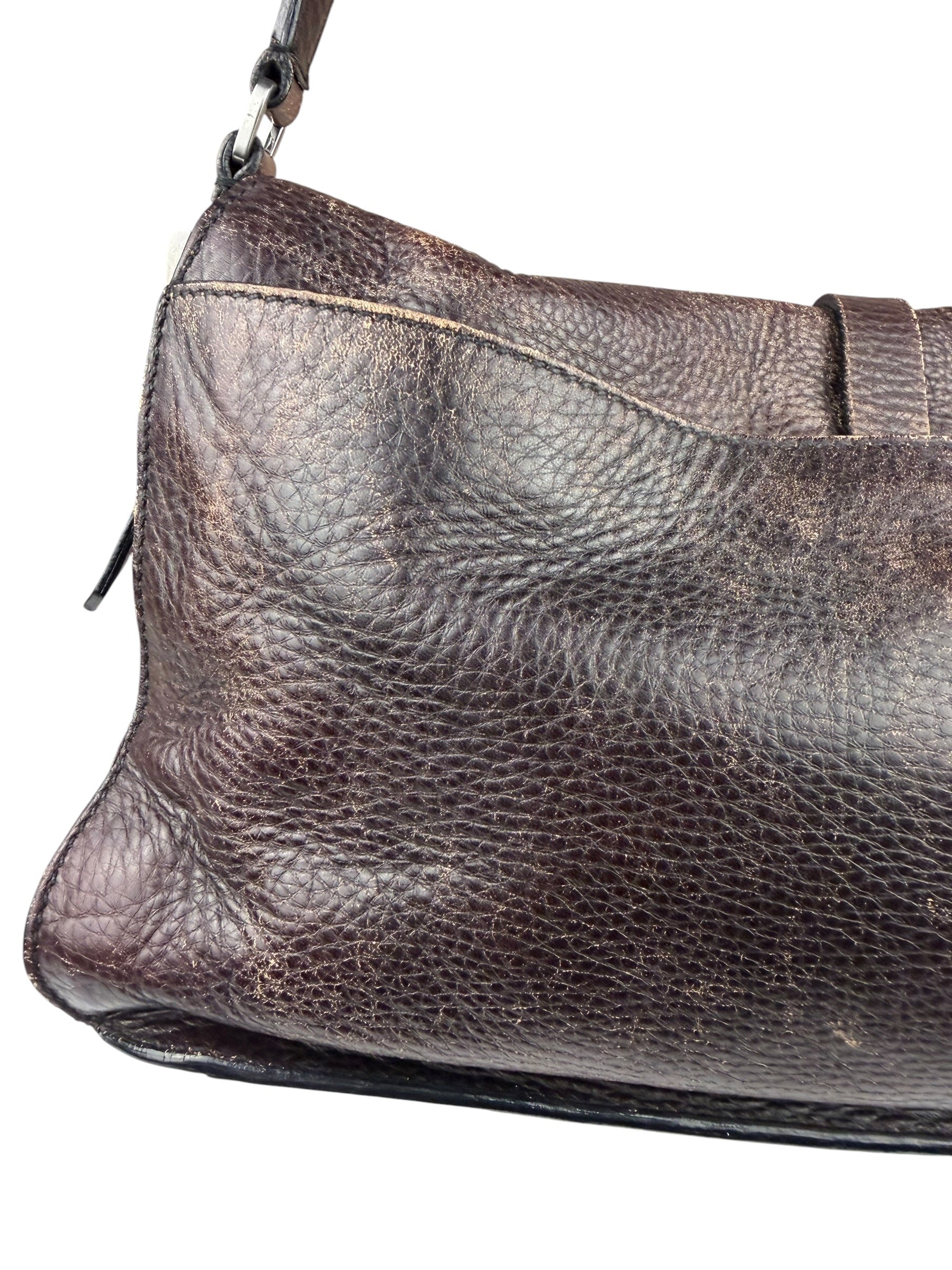Prada Vintage Brown Leather Cervo Antik Messenger Bag