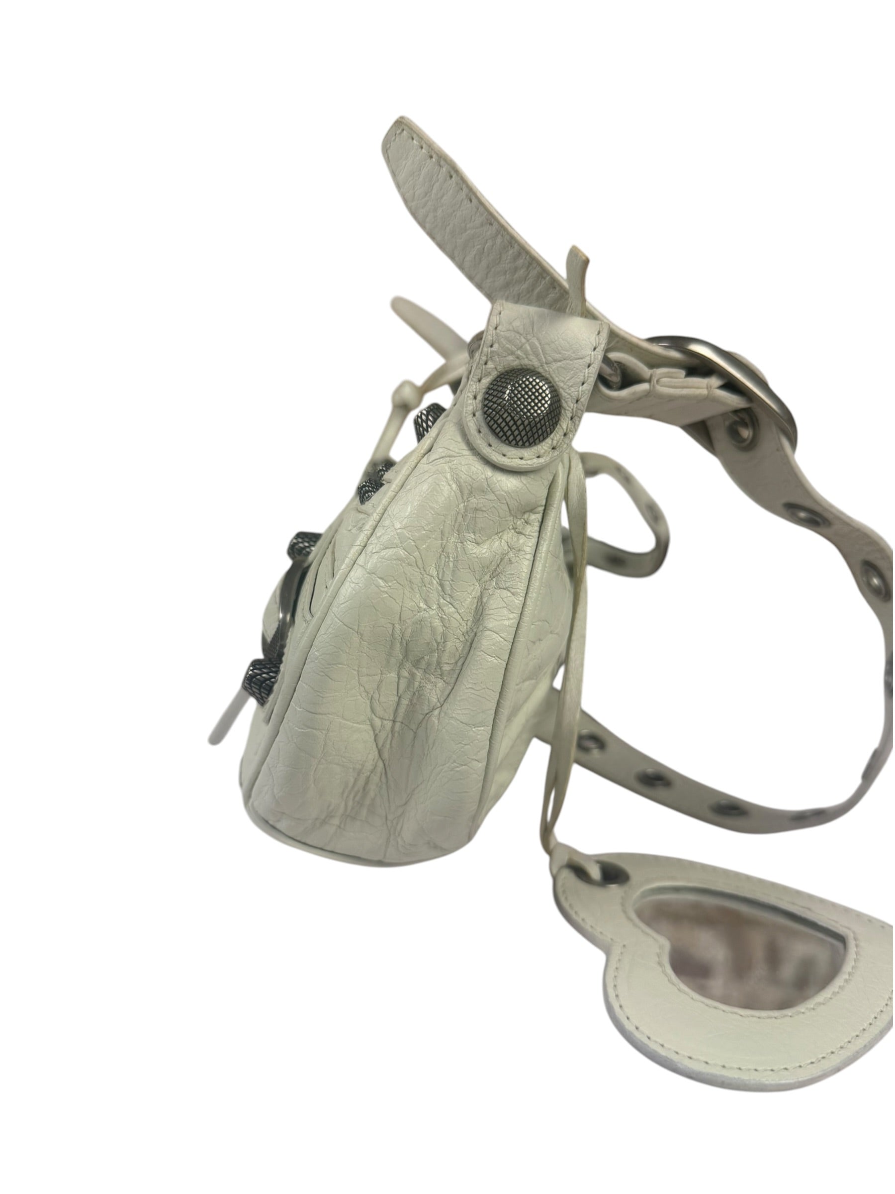 Balenciaga White Lambskin Le Cagole Shoulder Bag