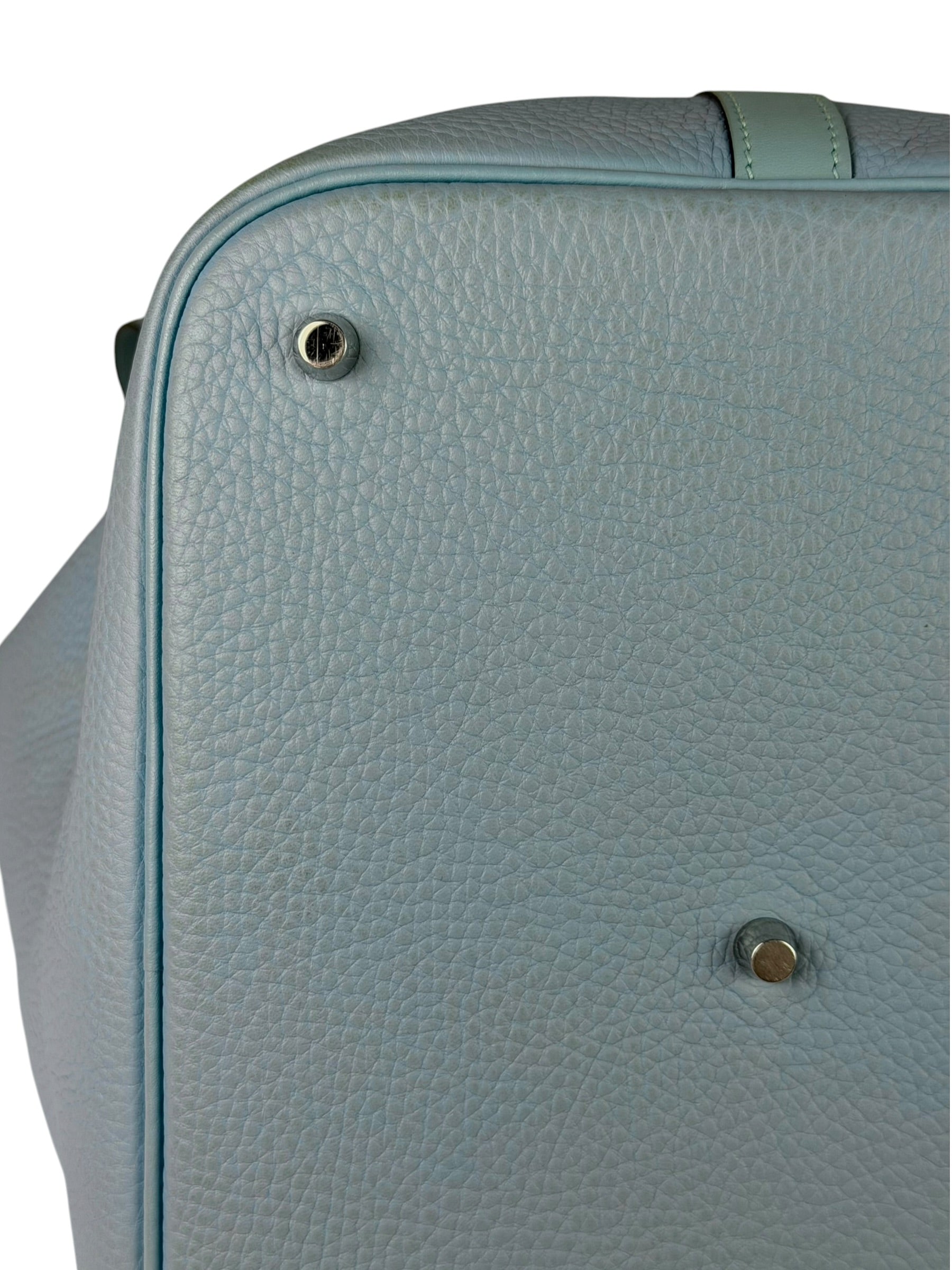 Hermes Blue Leather Picotin Lock 18 Bucket Bag