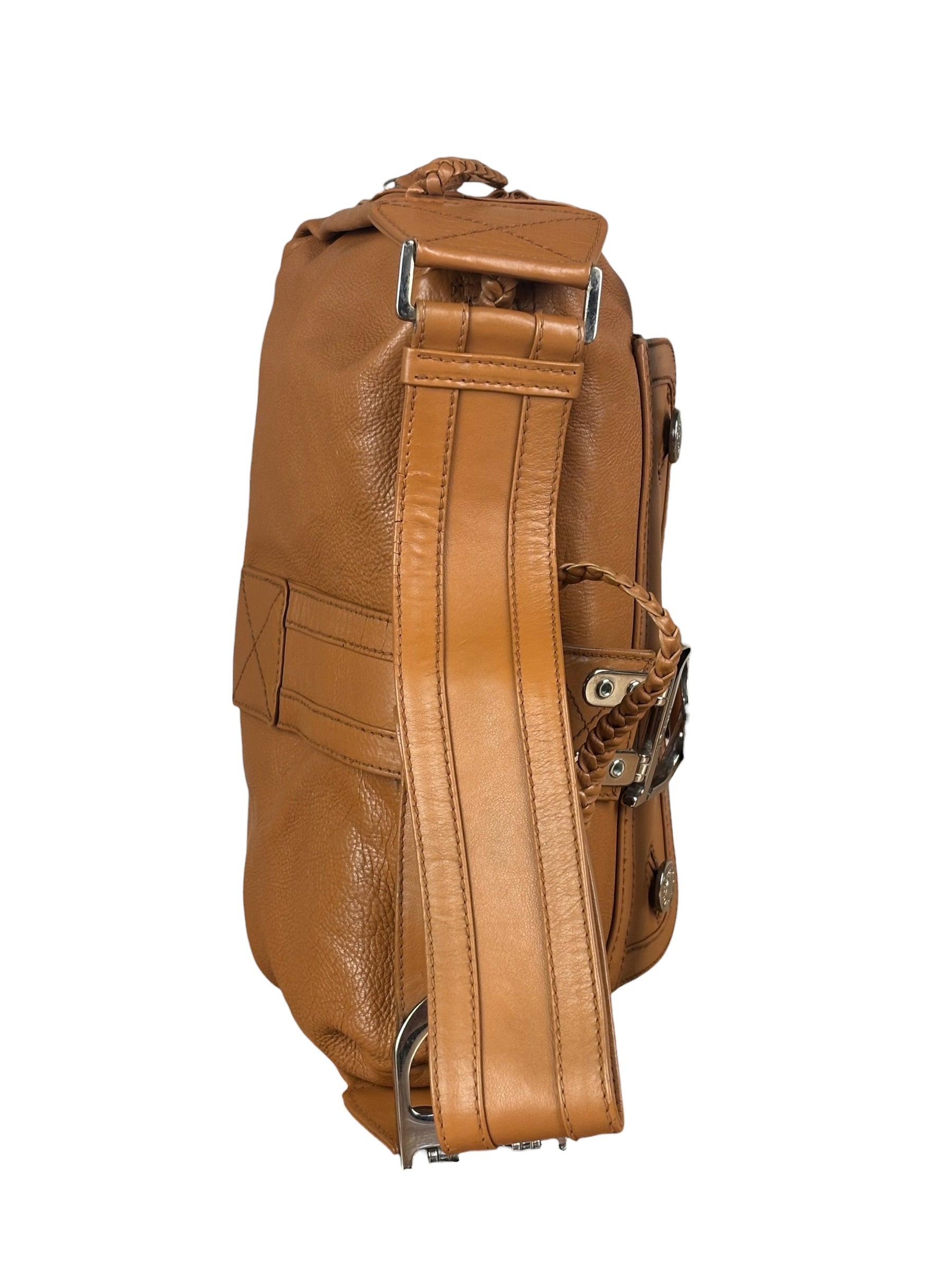 Christian Dior Vintage Tan Brown Leather Flight Medium