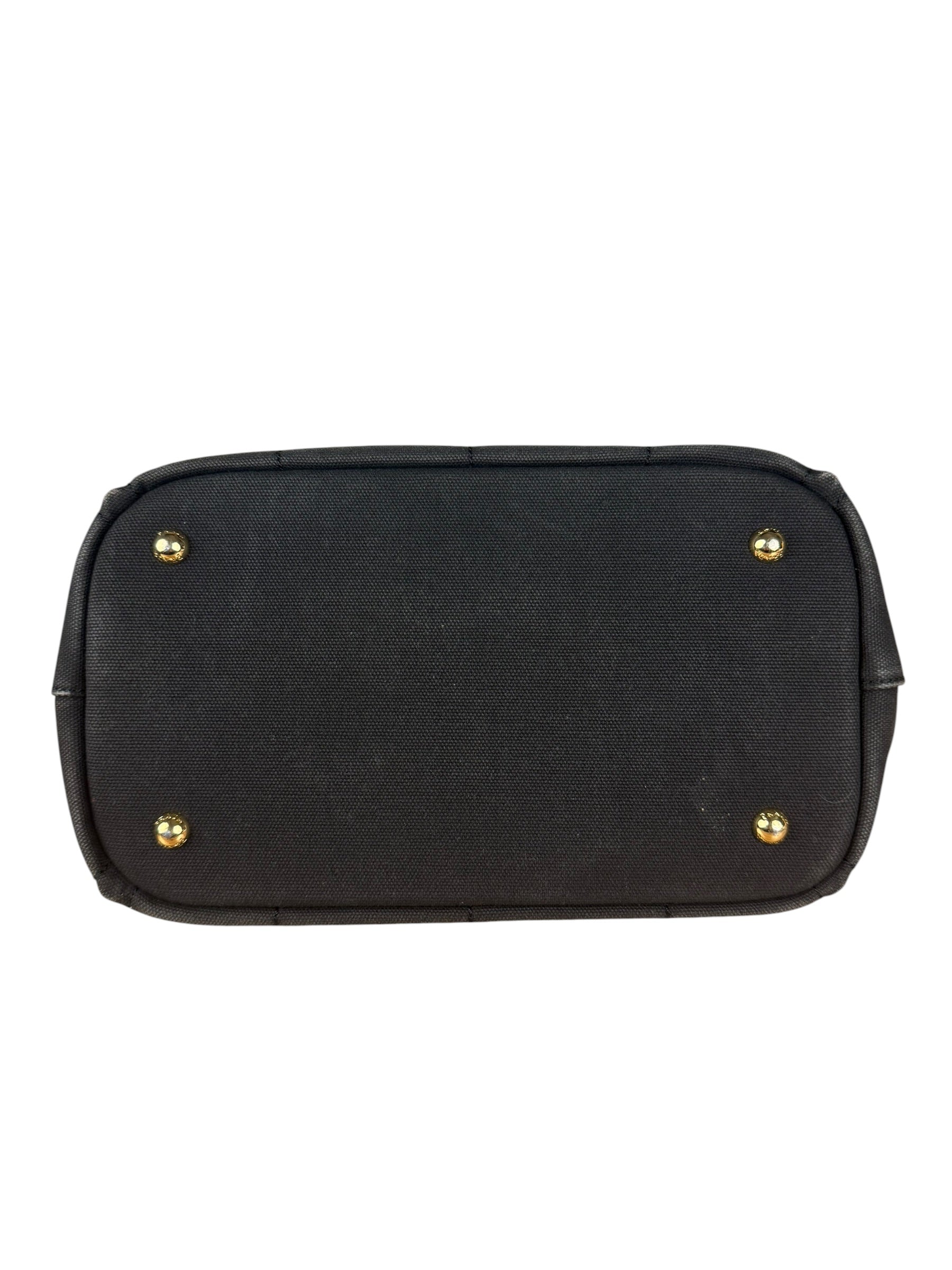 Prada Vintage Black Canvas Canapa Tote