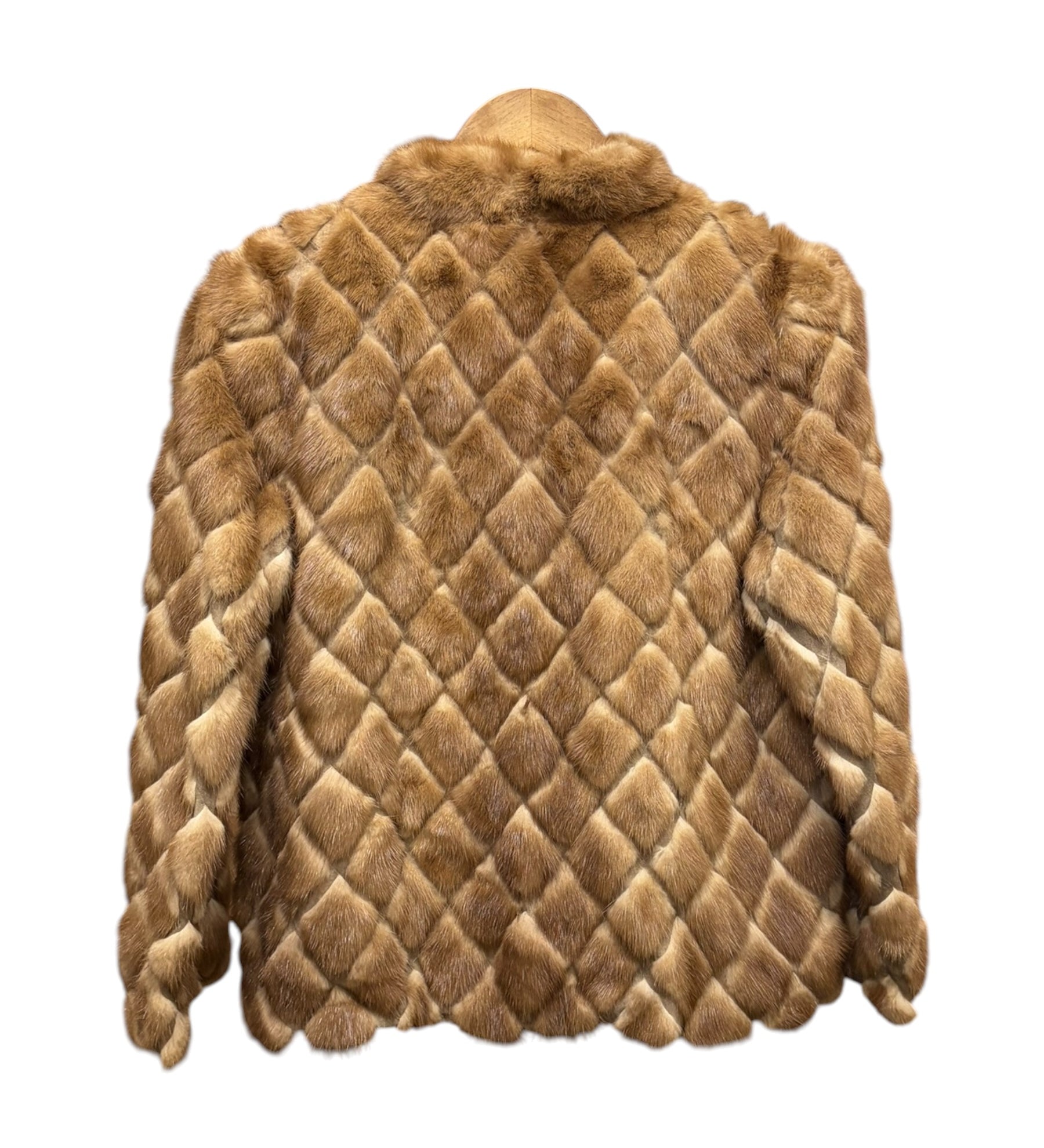 Vintage Light Brown Quilted Mink Fur Coat