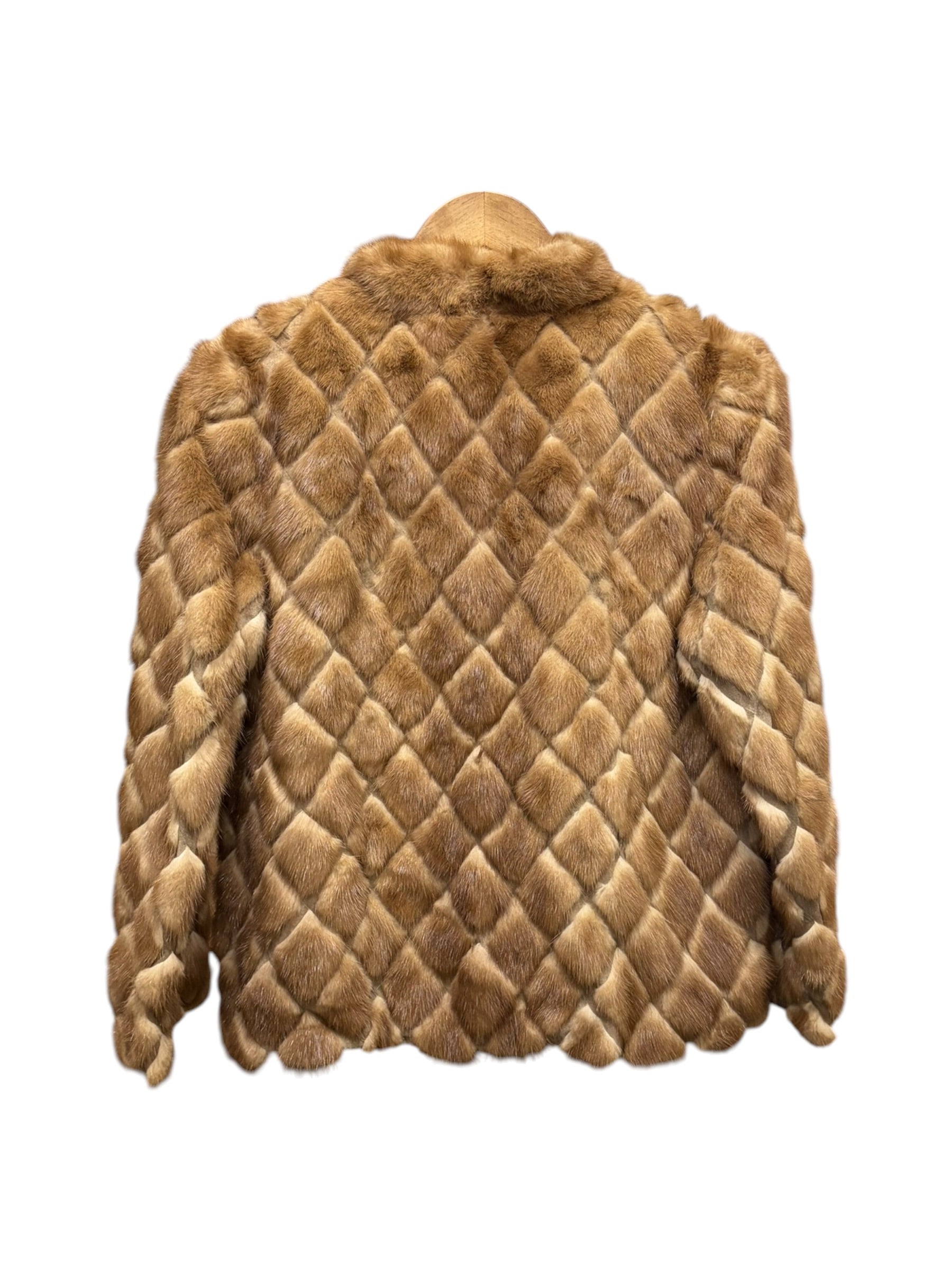 Vintage Light Brown Quilted Mink Fur Coat