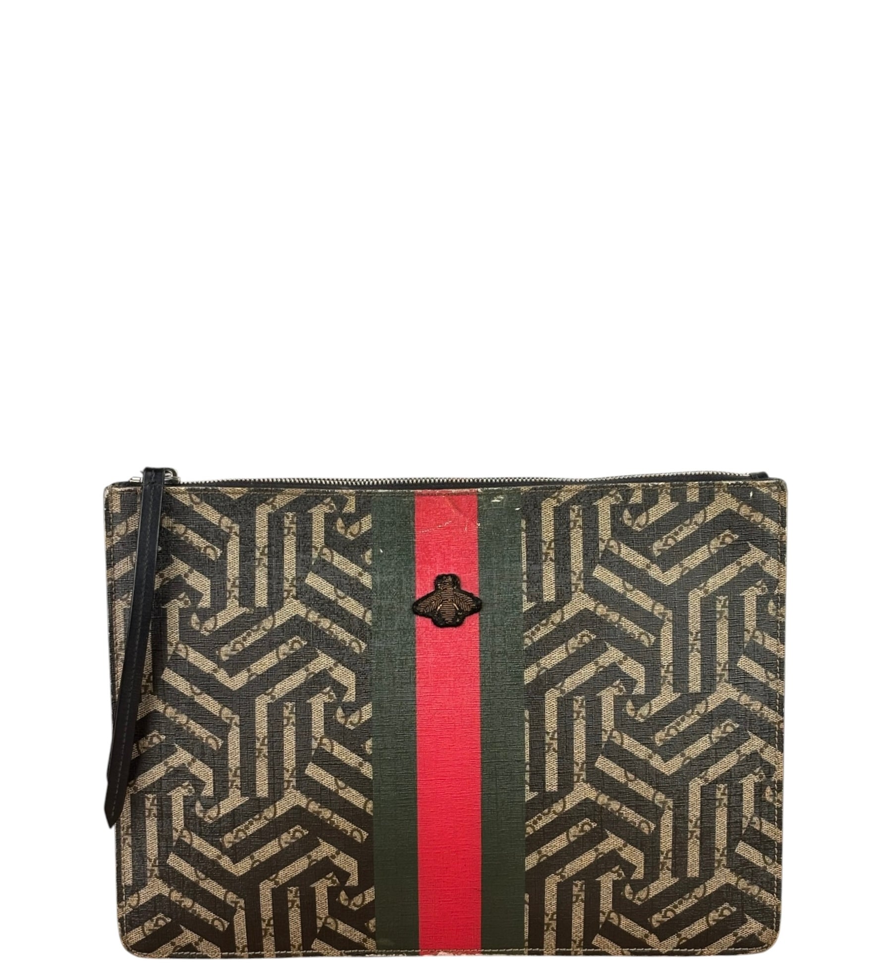 Gucci Beige/Black GG Caleido Web Zip Crossbody Bag