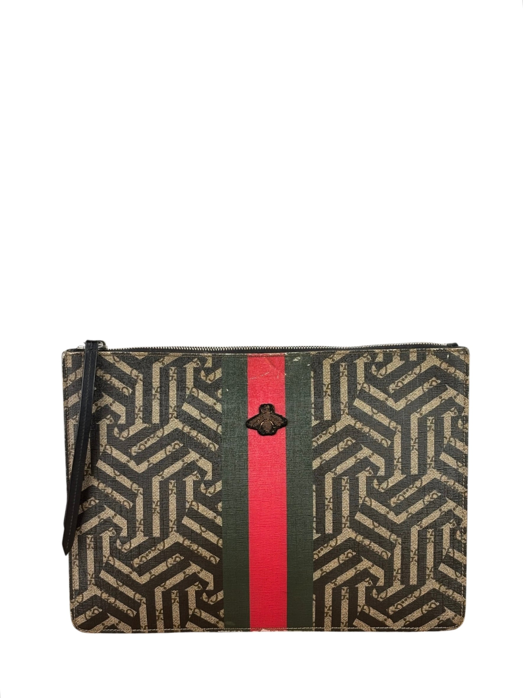 Gucci Beige/Black GG Caleido Web Zip Crossbody Bag