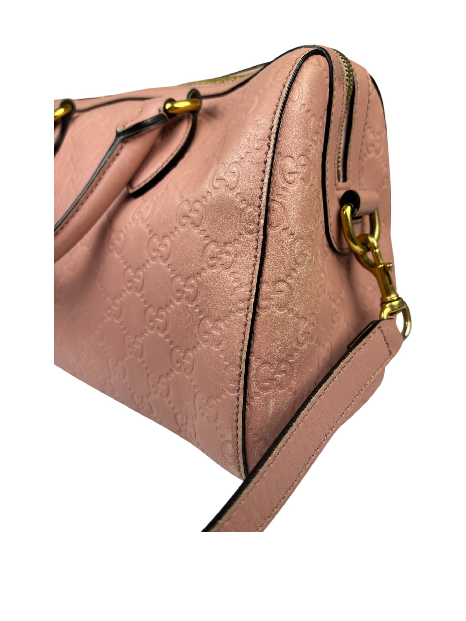 Gucci Pink Leather Guccissima Two-Way Boston Bag