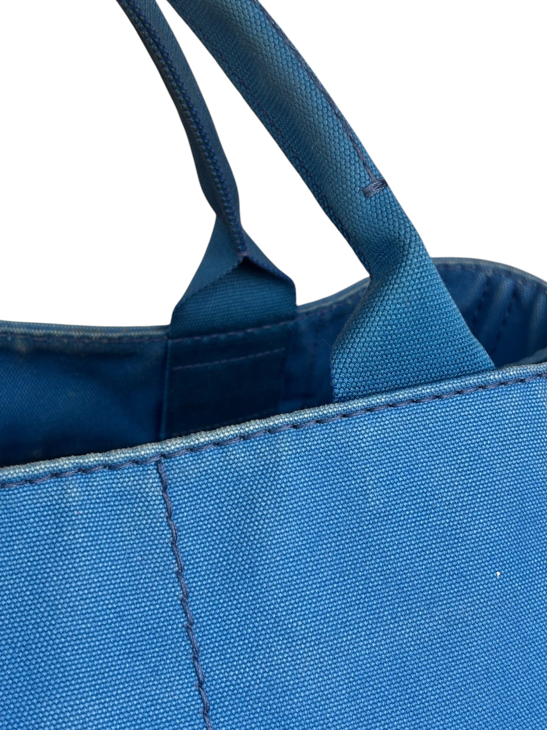 Prada Vintage Blue Canapa Canvas Tote