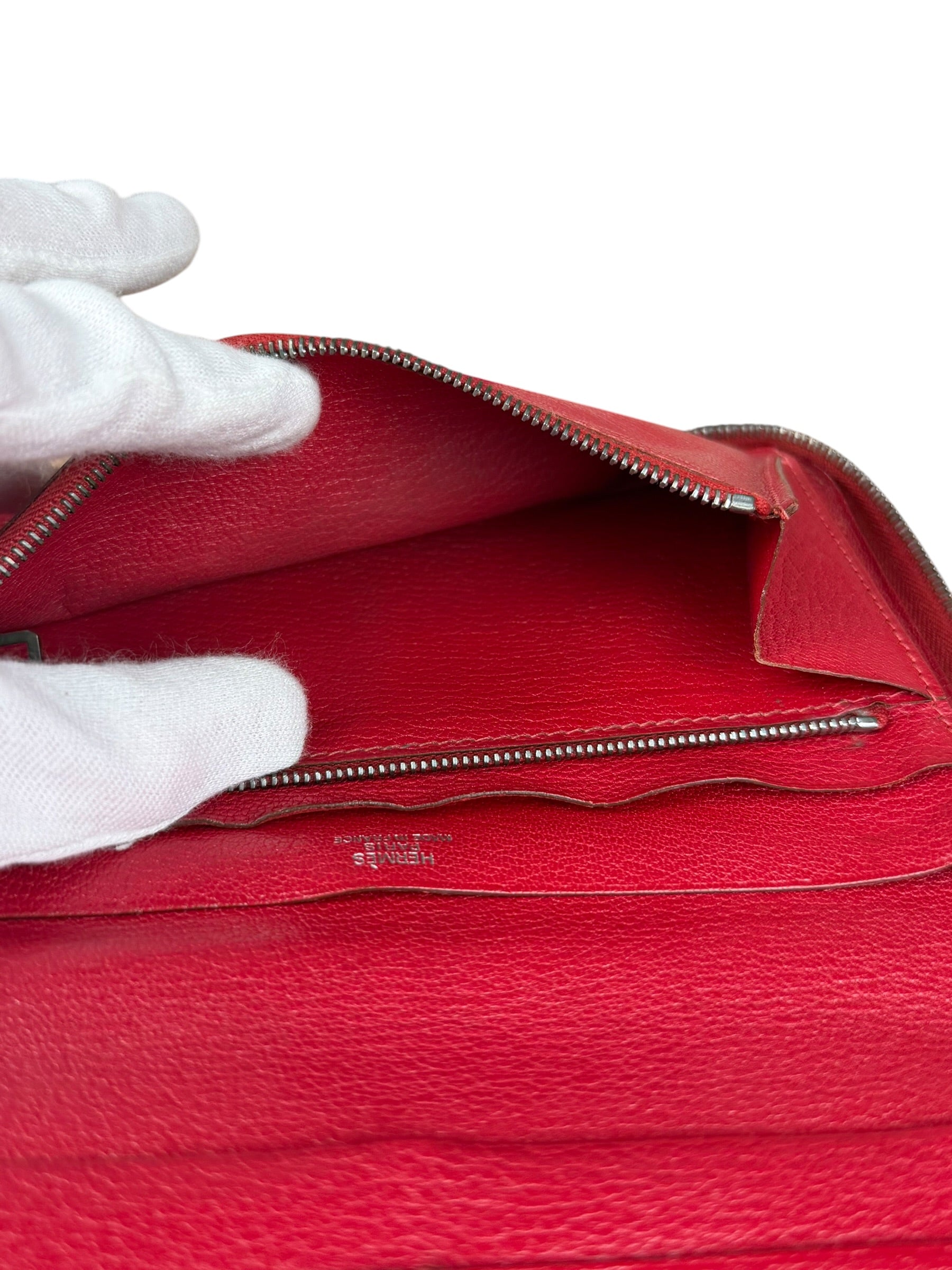 Hermes Rouge Epsom Leather Vintage Organizer Wallet