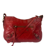 Balenciaga Red Lambskin Hip Moto Crossbody