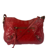 Balenciaga Red Lambskin Hip Moto Crossbody