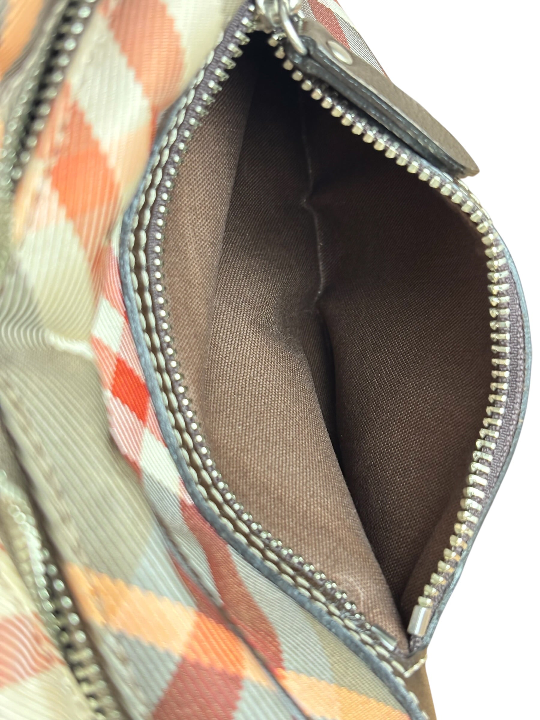 Burberry Nylon Leather Trim Nova Check Crossbody Bag