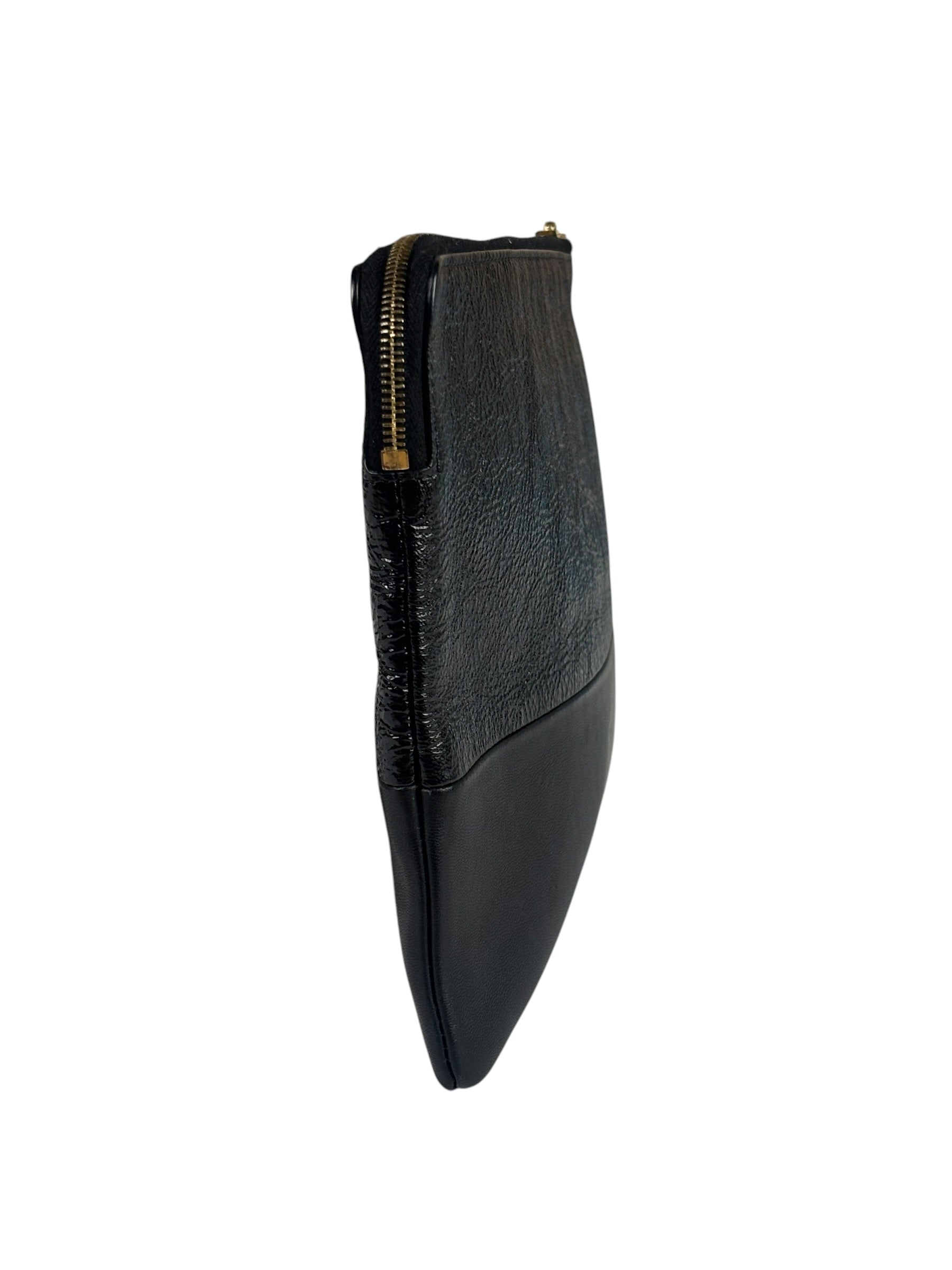 Celine Black Leather Solo Zipper Clutch