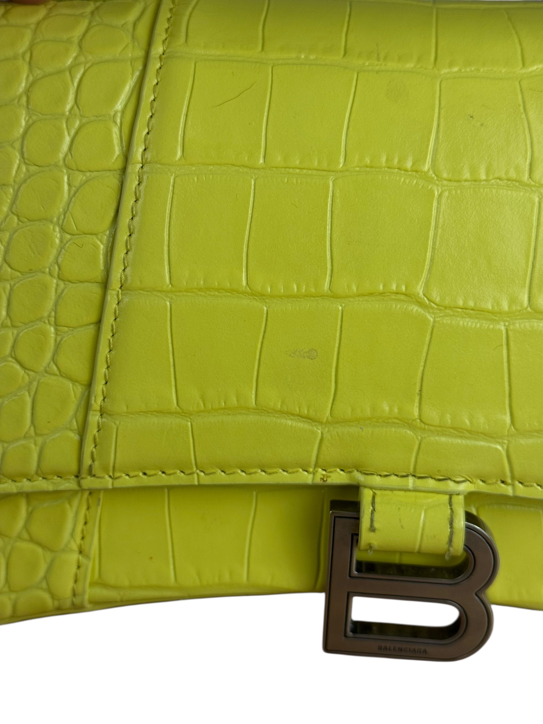 Balenciaga Small Yellow Croc Hourglass 2Way