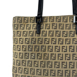 Fendi FF Beige Canvas Double Pocket Tote Bag