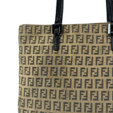 Fendi FF Beige Canvas Double Pocket Tote Bag