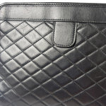 YSL Black Leather Baby Victoire Chain Clutch