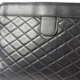 YSL Black Leather Baby Victoire Chain Clutch