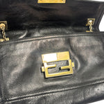 Fendi Black Leather Maxi Baguette