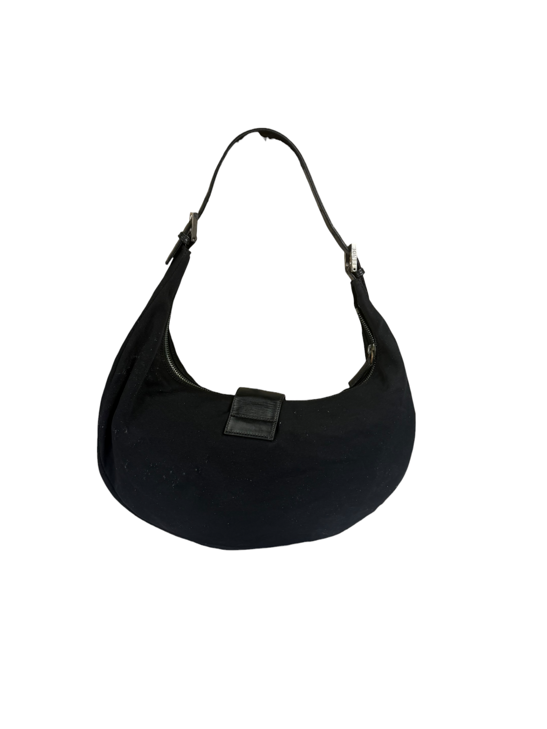 Fendi Black Leather Trim Mamma Baguette