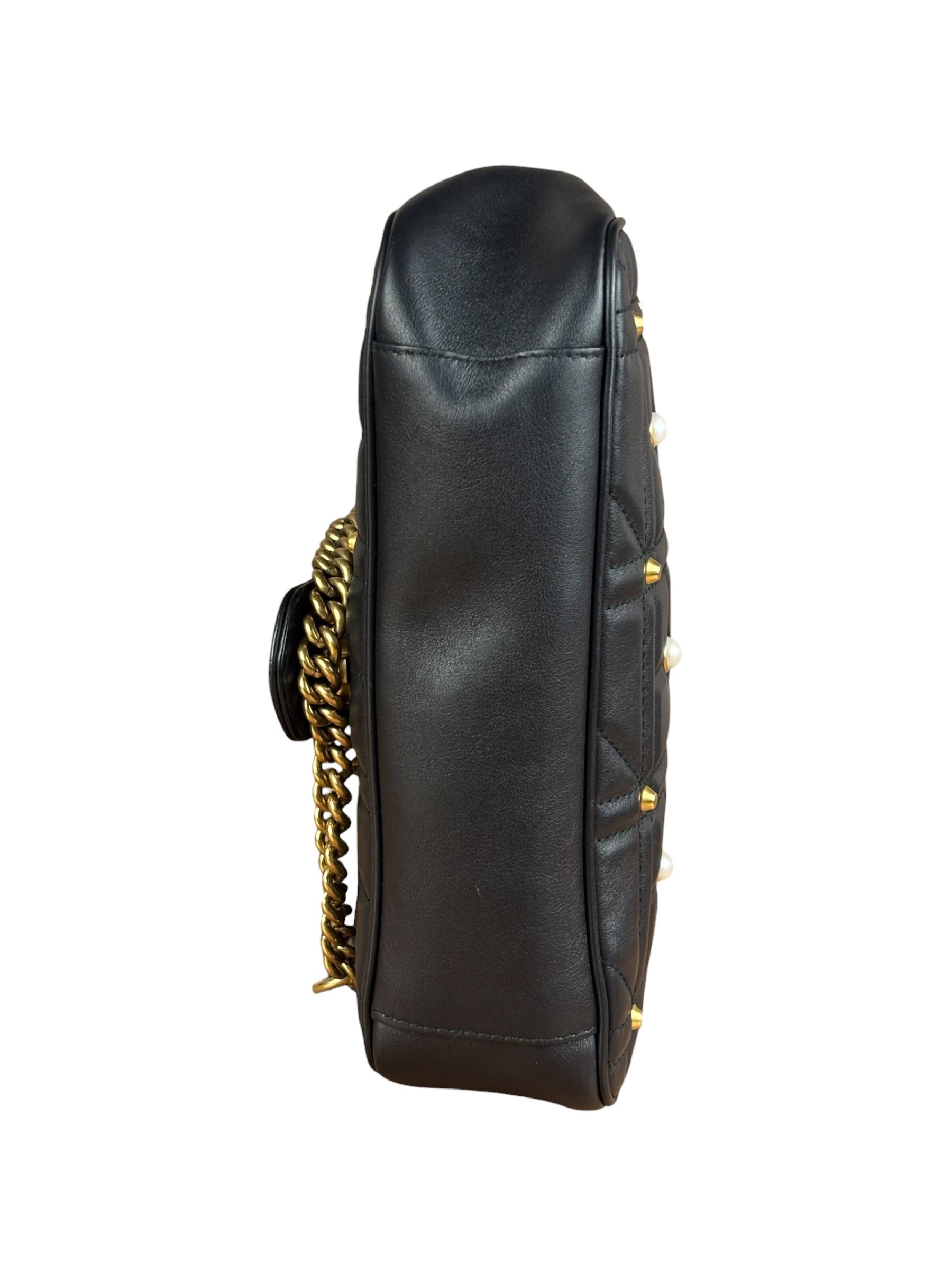 Gucci Black Pearly GG Marmont Flap Bag