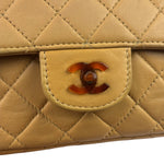 Chanel Beige Quilted Lambskin Tortoiseshell Chain Flap 1996