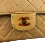 Chanel Beige Quilted Lambskin Tortoiseshell Chain Flap 1996