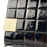 Chanel Black Patent Leather Chocolate Bar Flap Bag 2000