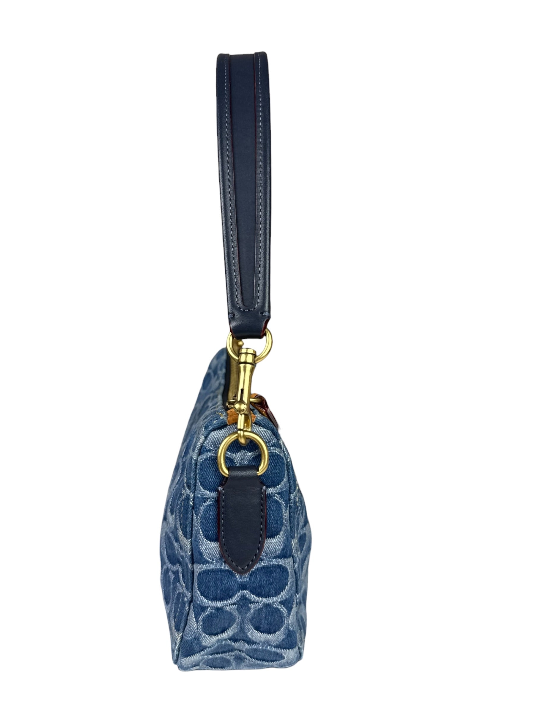 Coach Signature Blue Jacquard Denim Swing Zip Shoulder Bag
