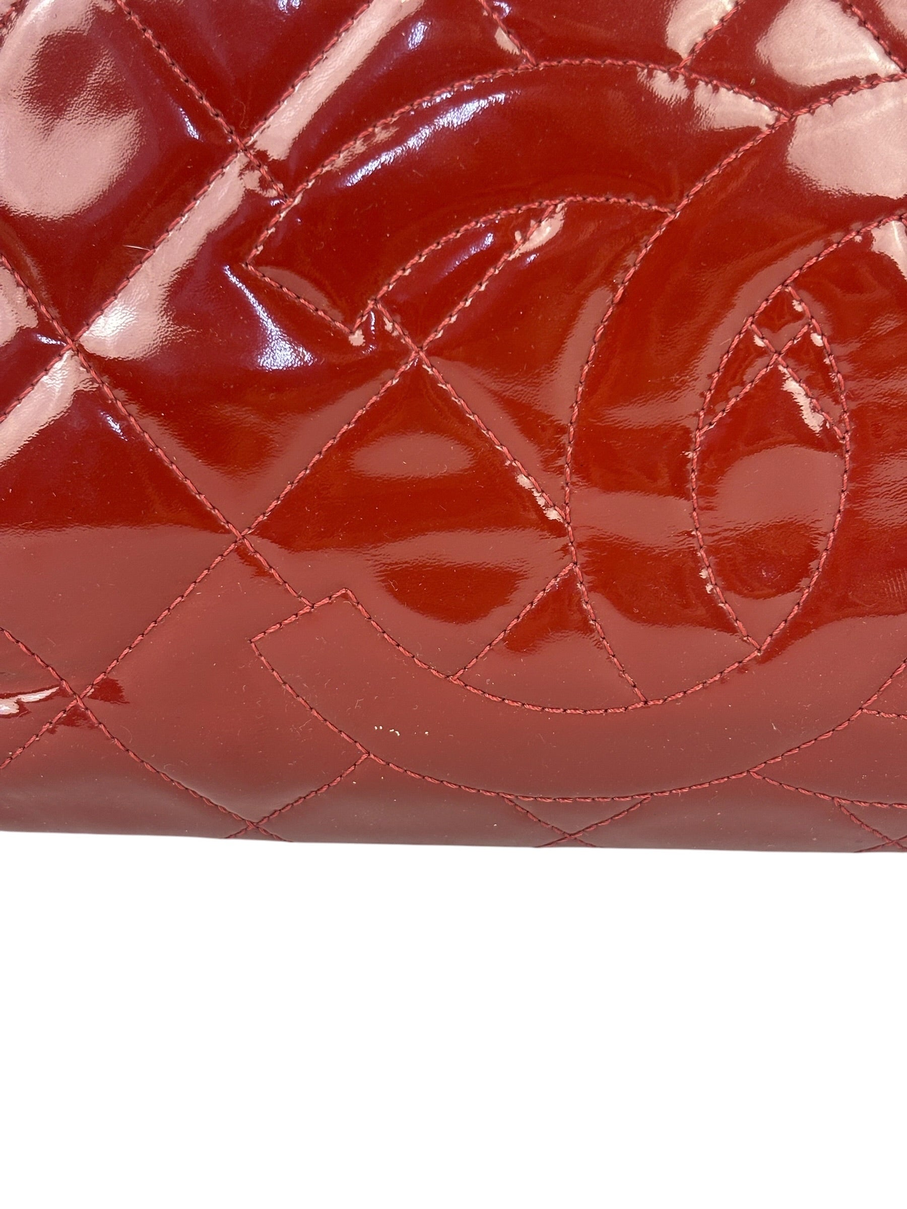 Chanel Red Patent Leather Chain Shoulder Bag 2012