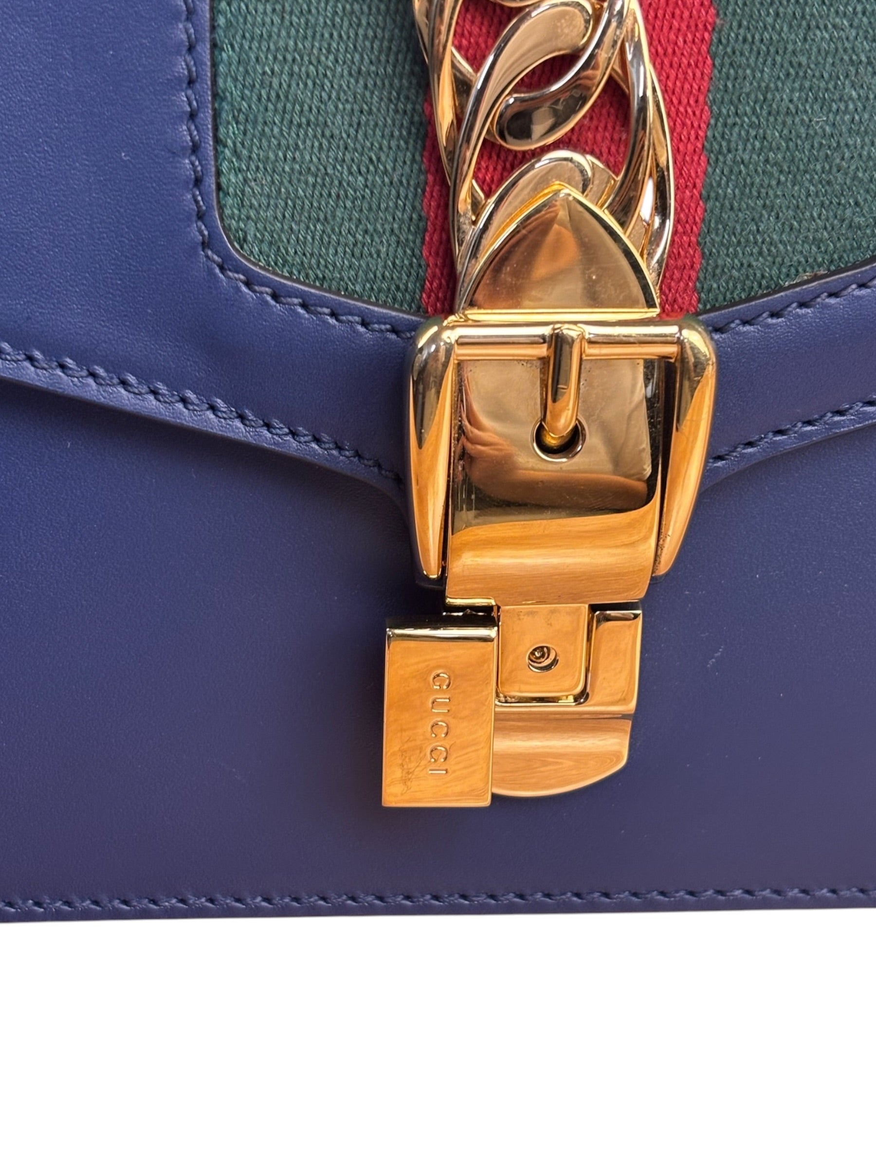 Gucci Navy Blue Sylvie Leather Crossbody Bag