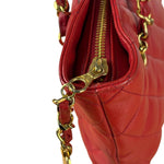 Chanel Vintage Red Quilted Lambskin Shoulder Bag 1989